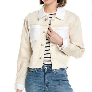 Nice trucker jacket from Hudson micro cropped denim coat button ecru new nwt s